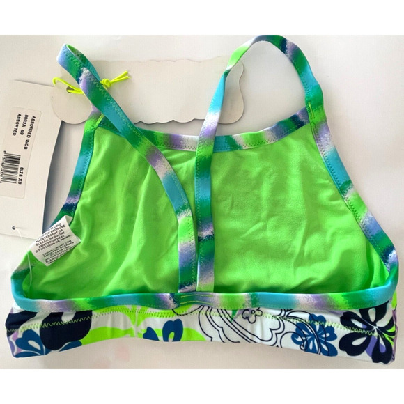 The Finals Funkies Women Assorted Workout Bikini Top Retro Floral Blue - Size XS - Picture 3 of 6